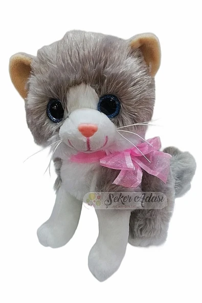 Şeker Adası Miyavlayan Sevimli Sesli Yumuşacık Gri Peluş Kedi 20 Cm - Hediyelik Uyku Ve Oyun Arkadaşı ürün görseli 1