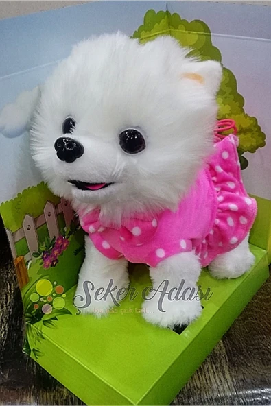 Şeker Adası Kumandalı Pilli Tasmalı Şarkı Söyleyen Sesli Müzikli Peluş Köpek ürün görseli 1