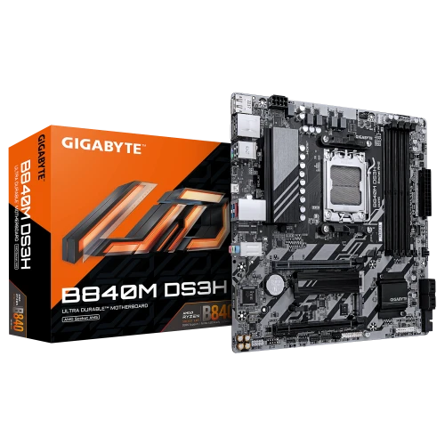 GIGABYTE B840M DS3H, 4xDDR5, 2xM.2, 2xDP, HDMI, Type-C, AM5 Soket GAMING Anakart ürün görseli 1