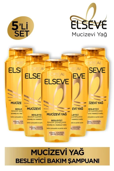 L'Oréal Paris Elseve Mucizevi Yağ Besleyici Bakım Şampuanı 400 ml 5'li Set ürün görseli 1