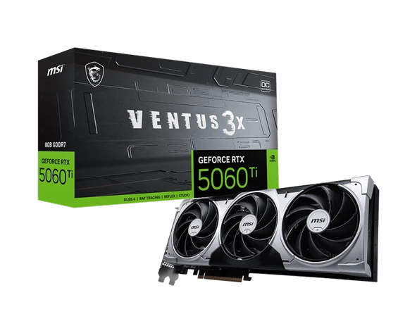 MSI  VGA GEFORCE RTX 5060 TI 8G VENTUS 3X OC RTX5060TI 8GB GDDR7 128B DX12 PCIE 5.0 X16 3XDP 1XHDMI ürün görseli 1