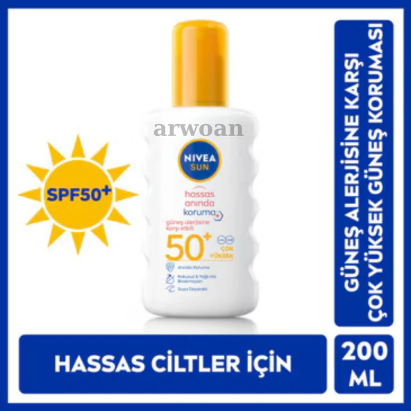 Nivea Sun SPF 50+ Güneş Alerjisine Karşı Hassas Koruma Güneş Kremi 200 ml Sprey ürün görseli 1