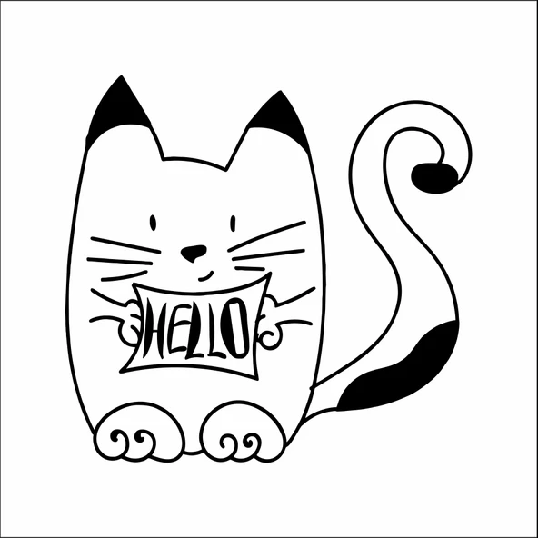 Hello Kedi Sticker ürün görseli 1
