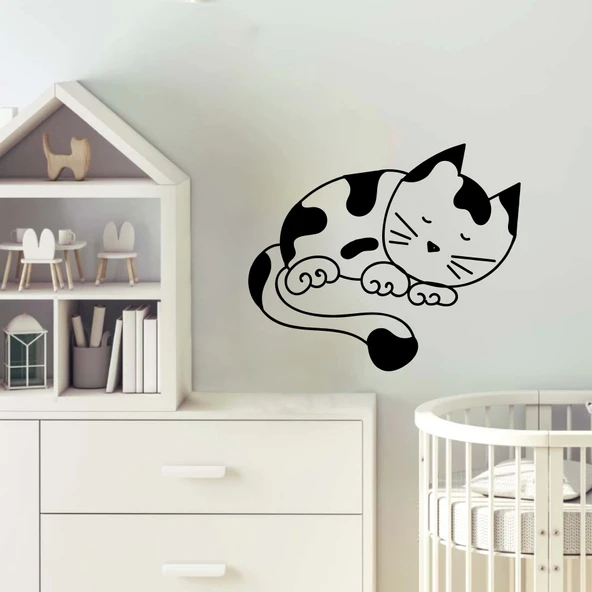 Uyuyan Kedi Sticker - Resim 2