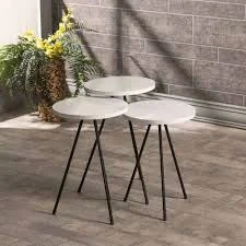 Zigon Sehpa 3 Lü Metal Ayak Beyaz ürün görseli 1