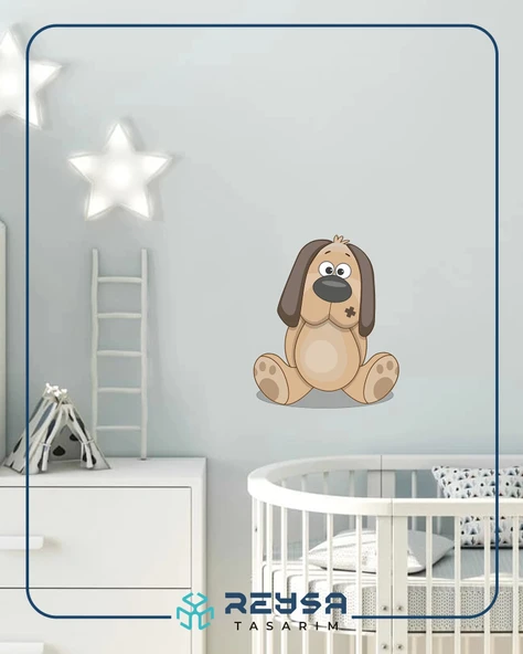 Oturan Sevimli Köpek Sticker - Resim 2