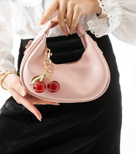 Lisbond Elegance Betty Model Toz Pembe Charm Hediyeli Kadın El Ve Omuz Çantası ürün görseli 1