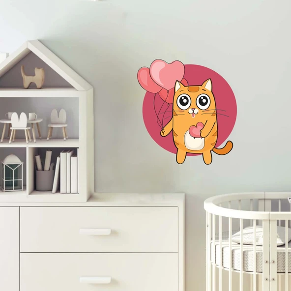 Kalpl, Balonlu Kedi Sticker - Resim 2