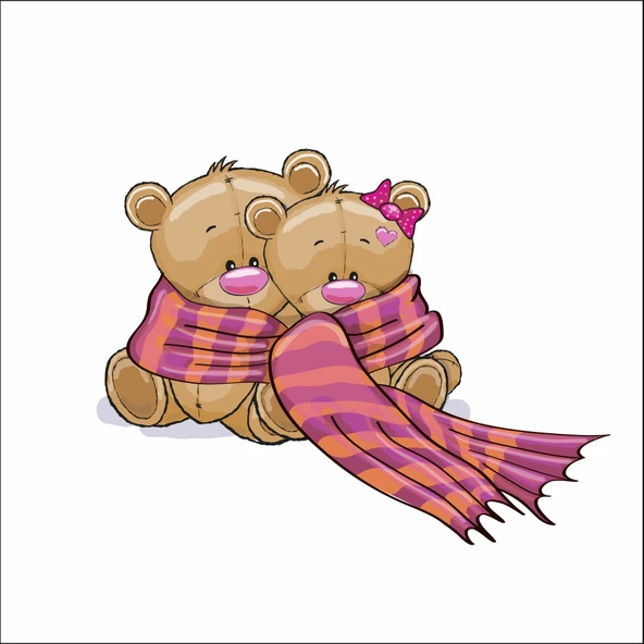 Birbirine Sarılan Ayılar Sticker ürün görseli 1