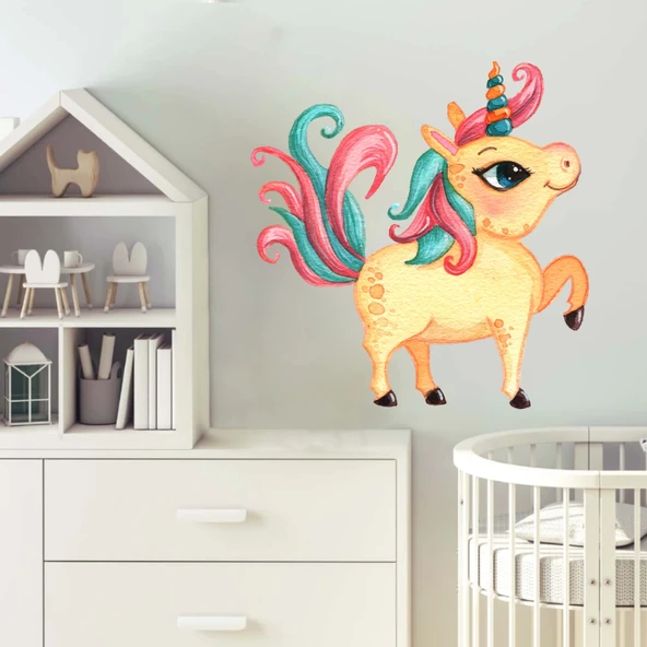 Sarı uncorn Sticker - Resim 2