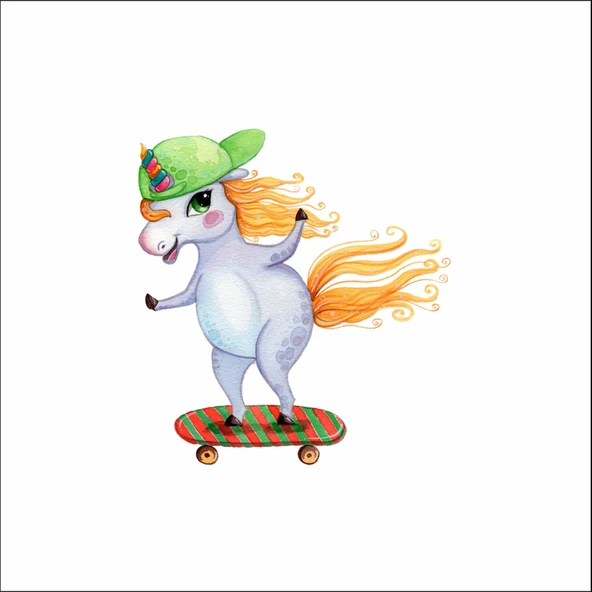 KayKaycı Unicorn Sticker ürün görseli 1