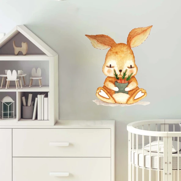 Sevimli Tavşan Duvar Sticker - Resim 2