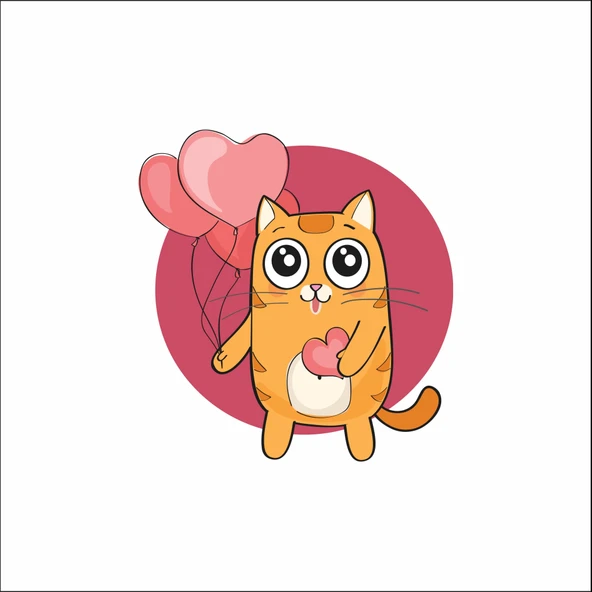 Kalpl, Balonlu Kedi Sticker ürün görseli 1