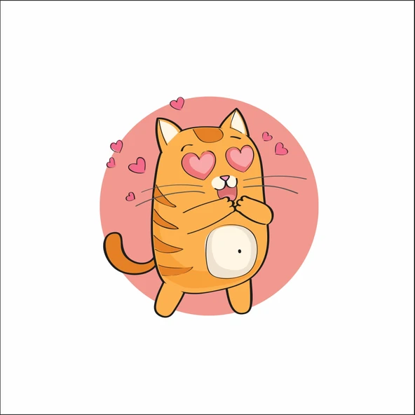 Kalpli Kedi Sticker ürün görseli 1
