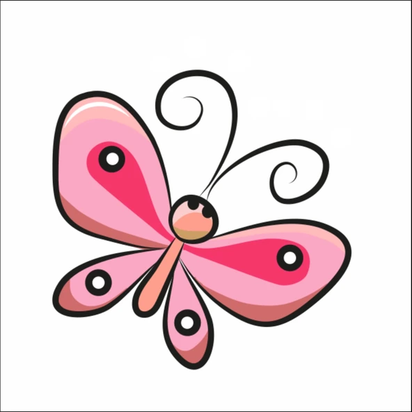 Pembe Çizim Kelebek Sticker ürün görseli 1