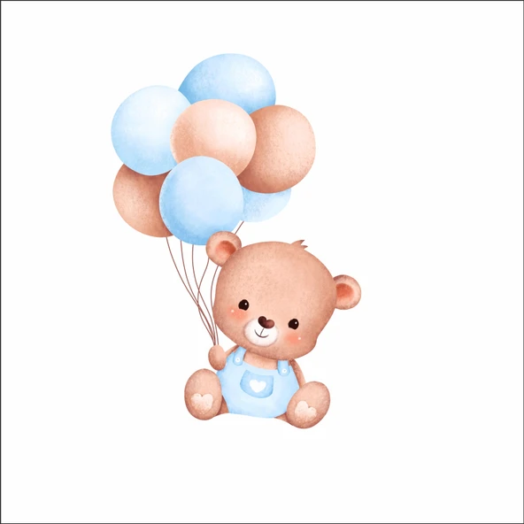 Balon Tutan Sevimli Ayıcık Duvar Stickerı ürün görseli 1