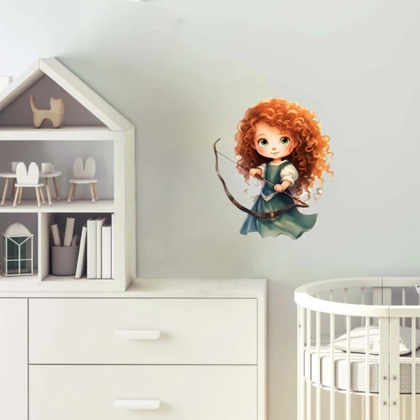 Okçu Cesur Kız Karakter Duvar Stickerı - Resim 2