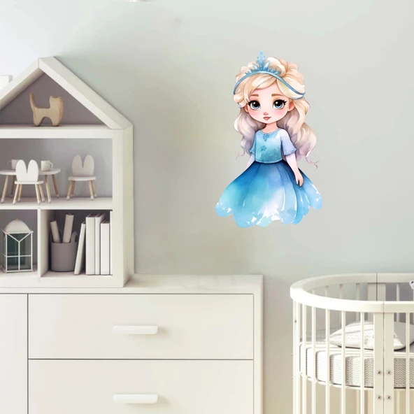 Buz Kraliçesi Mavi Prenses Duvar Stickerı - Resim 2