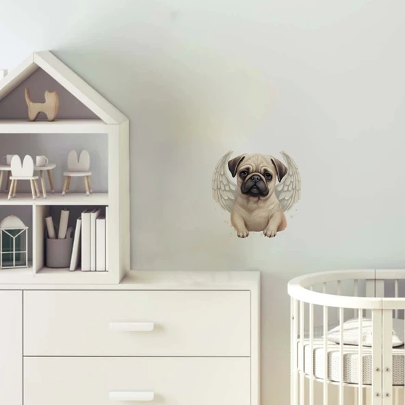 Kanatlı Pug Yavrusu Duvar Stickerı ürün görseli 1