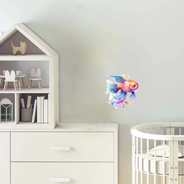 Renkli Akvaryum Balığı Duvar Stickerı ürün görseli 1