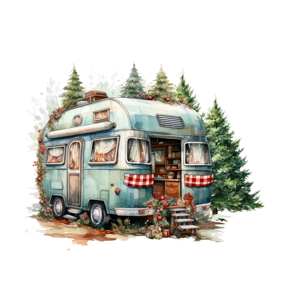 Kış Kampı Karavanı Duvar Stickerı - Resim 2