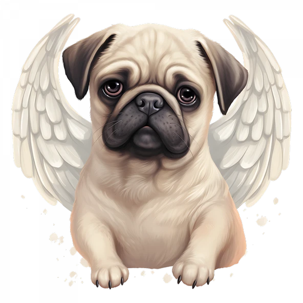 Kanatlı Pug Yavrusu Duvar Stickerı - Resim 2