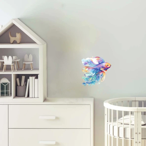 Gökkuşağı Beta Balığı Duvar Stickerı ürün görseli 1
