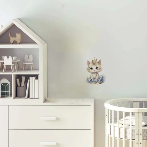 Taçlı Balerin Kedi Duvar Stickerı ürün görseli 1