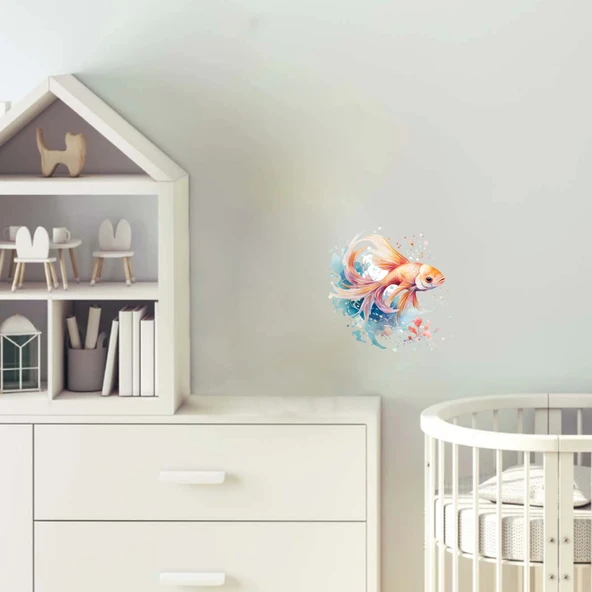 Turuncu Japon Balığı Duvar Stickerı ürün görseli 1