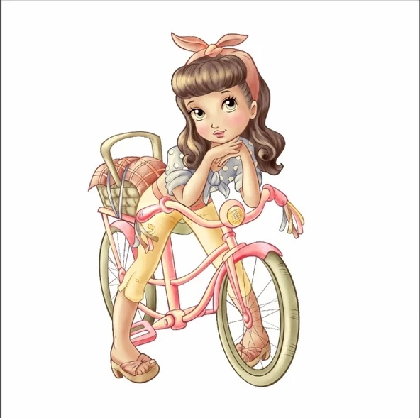 Bisikletli Kız Duvar Sticker ürün görseli 1