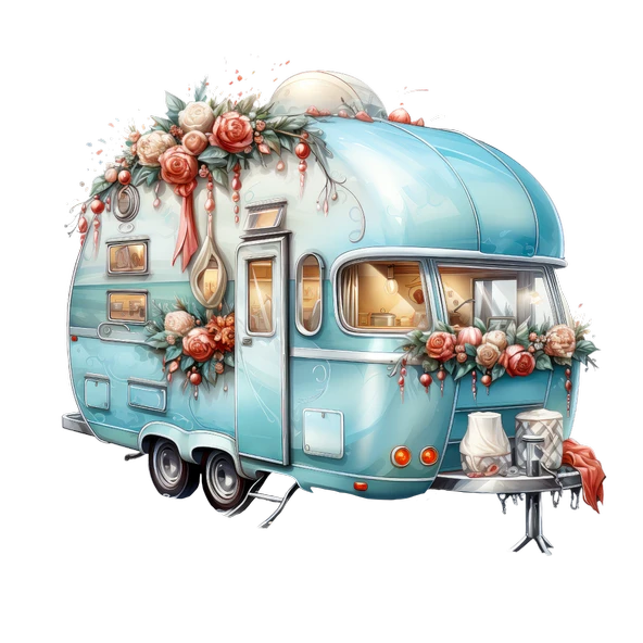 Çiçek Süslemeli Karavan Duvar Stickerı - Resim 2