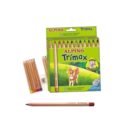 Alpino Kuru Boya Trimax Karton Kutu Jumbo Tam Boy Üçgen 12 Lİ AL000113 ürün görseli 1