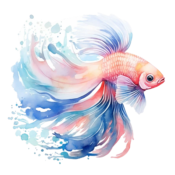 Pembe-Mavi Beta Balığı Duvar Stickerı - Resim 2