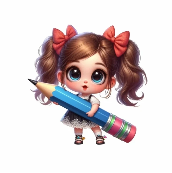 Mavi Kalem Tutan Kız Duvar Sticker'ı ürün görseli 1