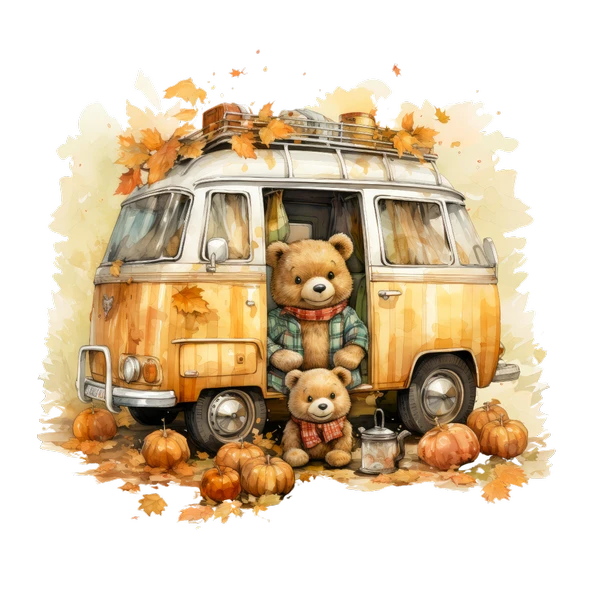 Ayıcık Ailesi Karavanı Duvar Stickerı - Resim 2