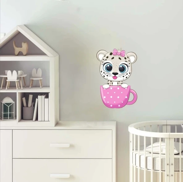 Fincanda Leopar Yavrusu Duvar Sticker'ı - Resim 2