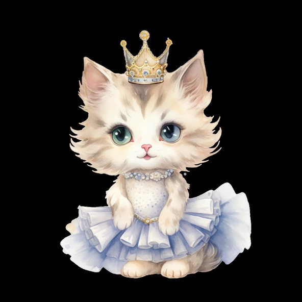Taçlı Balerin Kedi Duvar Stickerı - Resim 2
