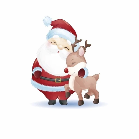 Noel Baba ve Geyik duvar Stikcer ürün görseli 1