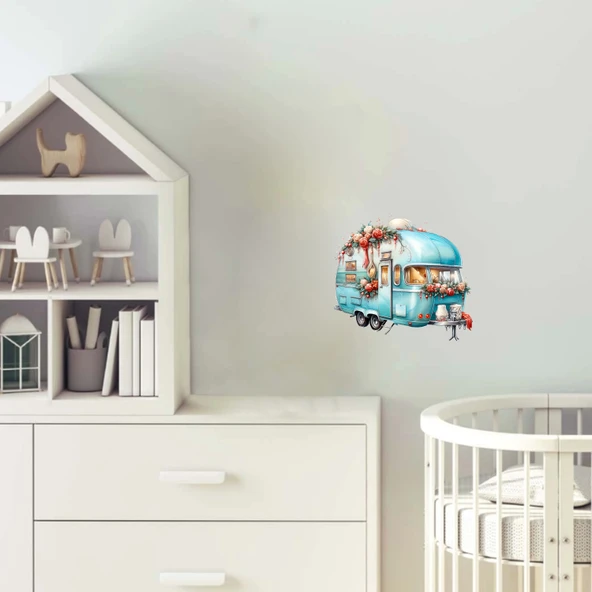 Çiçek Süslemeli Karavan Duvar Stickerı ürün görseli 1