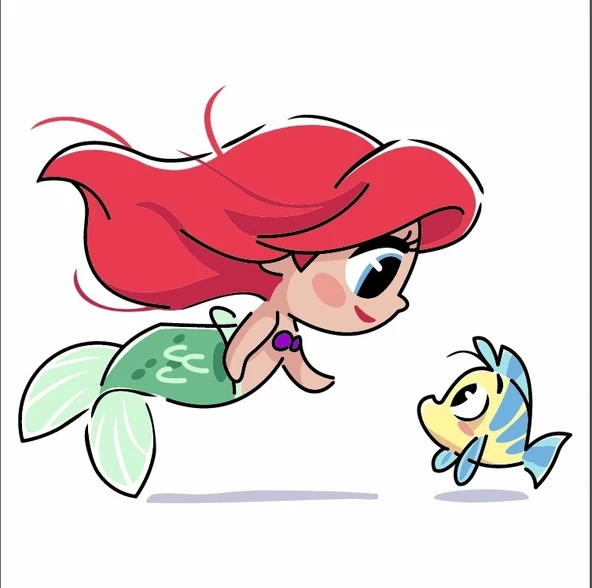 Ariel ve Flounder Masal Dünyası Stickerı ürün görseli 1