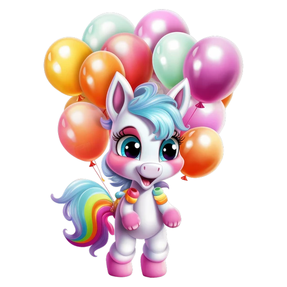 Balonlu Unicorn Duvar Sticker'ı - Resim 2