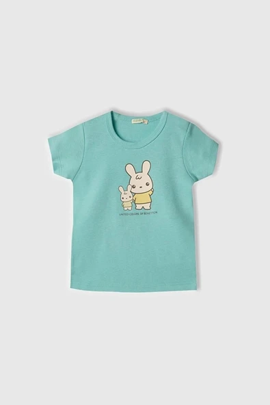 United Colors of Benetton Erkek Bebek T shirt Turkuaz 3I9WA1062 ürün görseli 1