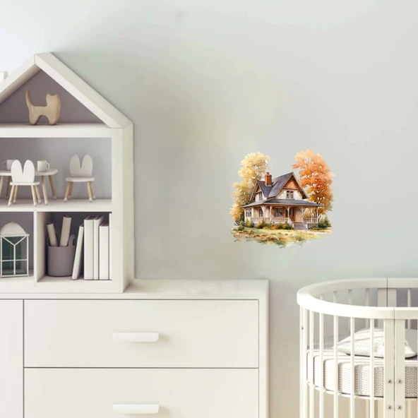 Pastel Tonlarda Sonbahar Ev Duvar Stickerı ürün görseli 1