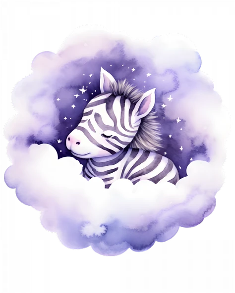 Bulut Üzerinde Uzanan Zebra Yavrusu Duvar Stickerı - Resim 2