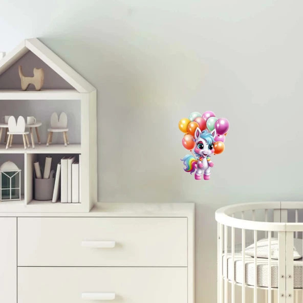 Balonlu Unicorn Duvar Sticker'ı ürün görseli 1