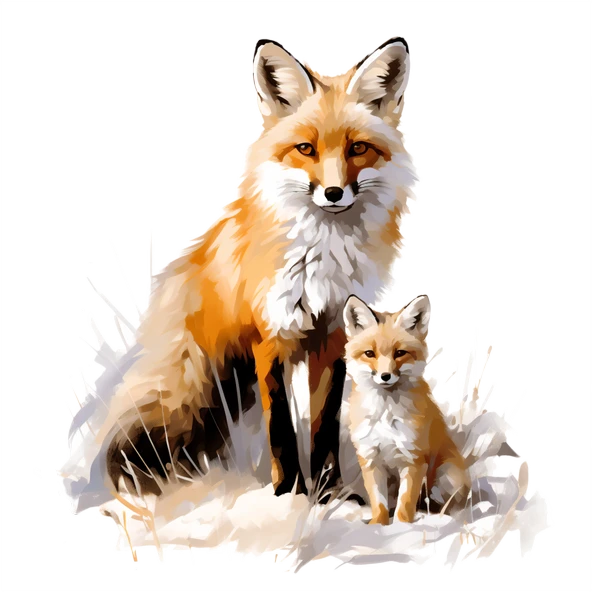 Anne ve Yavru Tilki Duvar Sticker'ı - Resim 2