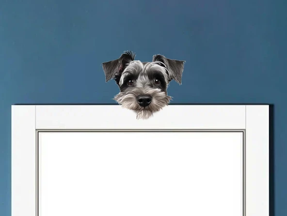 Gri Siyah Schnauzer Köpek Kafası Duvar Sticker'ı ürün görseli 1