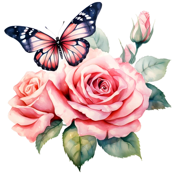 Çiçekli İki Kelebek Duvar Stickerı - Resim 2