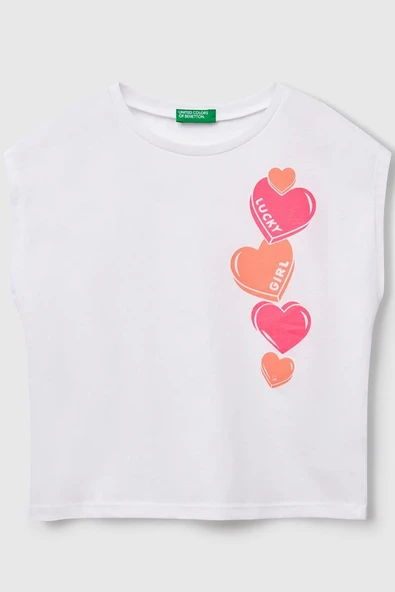 United Colors of Benetton Kız Çocuk G Tshirt Beyaz 3JERC10PB ürün görseli 1