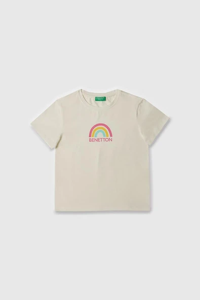 United Colors of Benetton Kız Çocuk T shirt Beyaz BNT-G21814 ürün görseli 1
